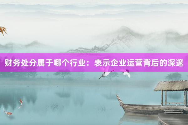 财务处分属于哪个行业：表示企业运营背后的深邃